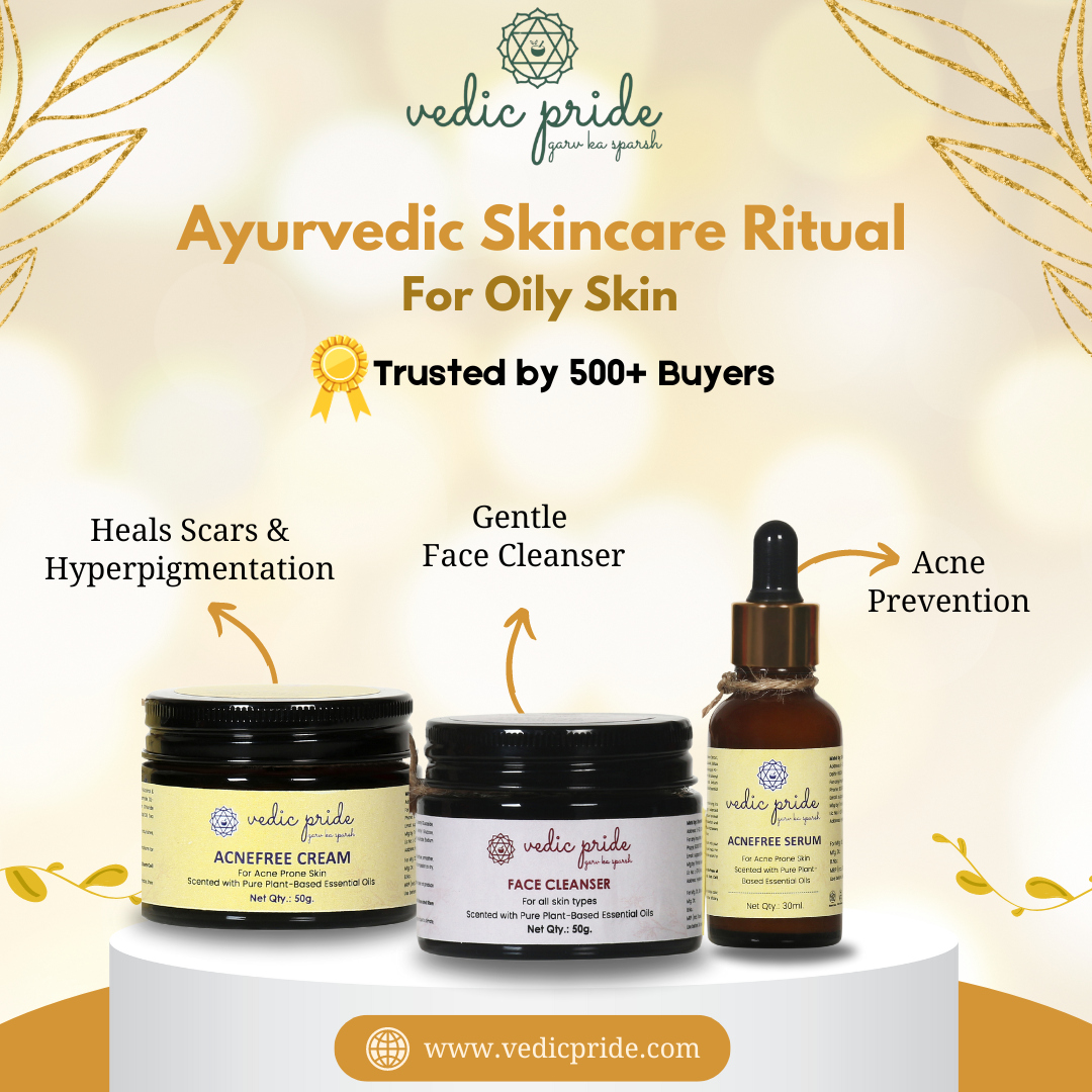 Oily Skin Protection Combo: Face Cleanser + Acne-Free Serum + Acne-Free Cream | Ayurvedic Solution for Acne Control