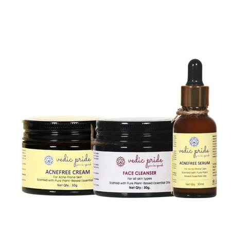 Oily Skin Protection Combo: Face Cleanser + Acne-Free Serum + Acne-Free Cream | Ayurvedic Solution for Acne Control