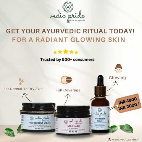 Radiant Glow Trio: Hydroboost Serum + Face Cleanser + Hydroboost Cream | Ultimate Ayurvedic Skincare Combo